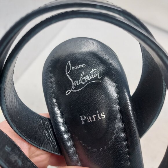 CHRISTIAN LOUBOUTIN Miss Sabina Black Ankle Strap Block Heel Sandal - Picture 5 of 11